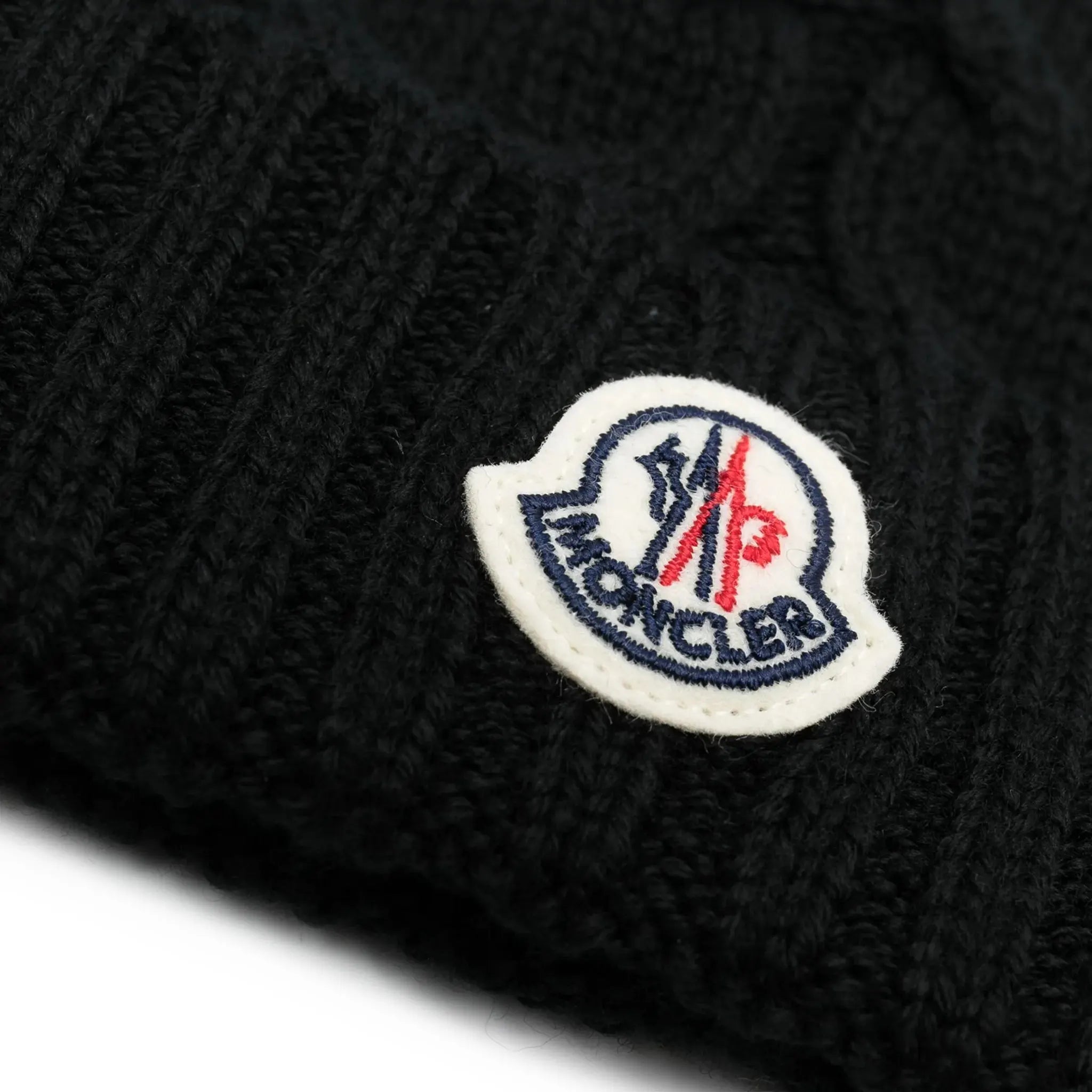 Detailed View of Moncler Enfant Boys Wool Knit Black Beanie MONA5200105298